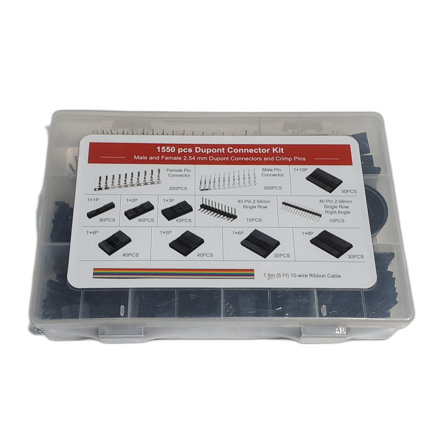 1550 pcs DuPont Connector Kit with Crimp Pins – DIY Electronics Project Set